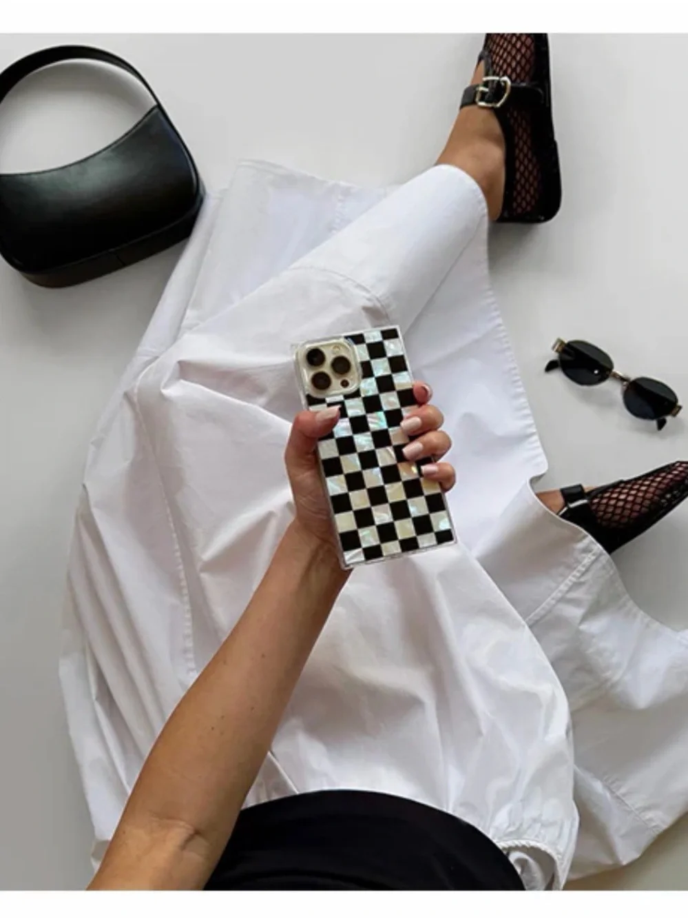 Flaunt Mother-of-Pearl Checkerboard Phone Case